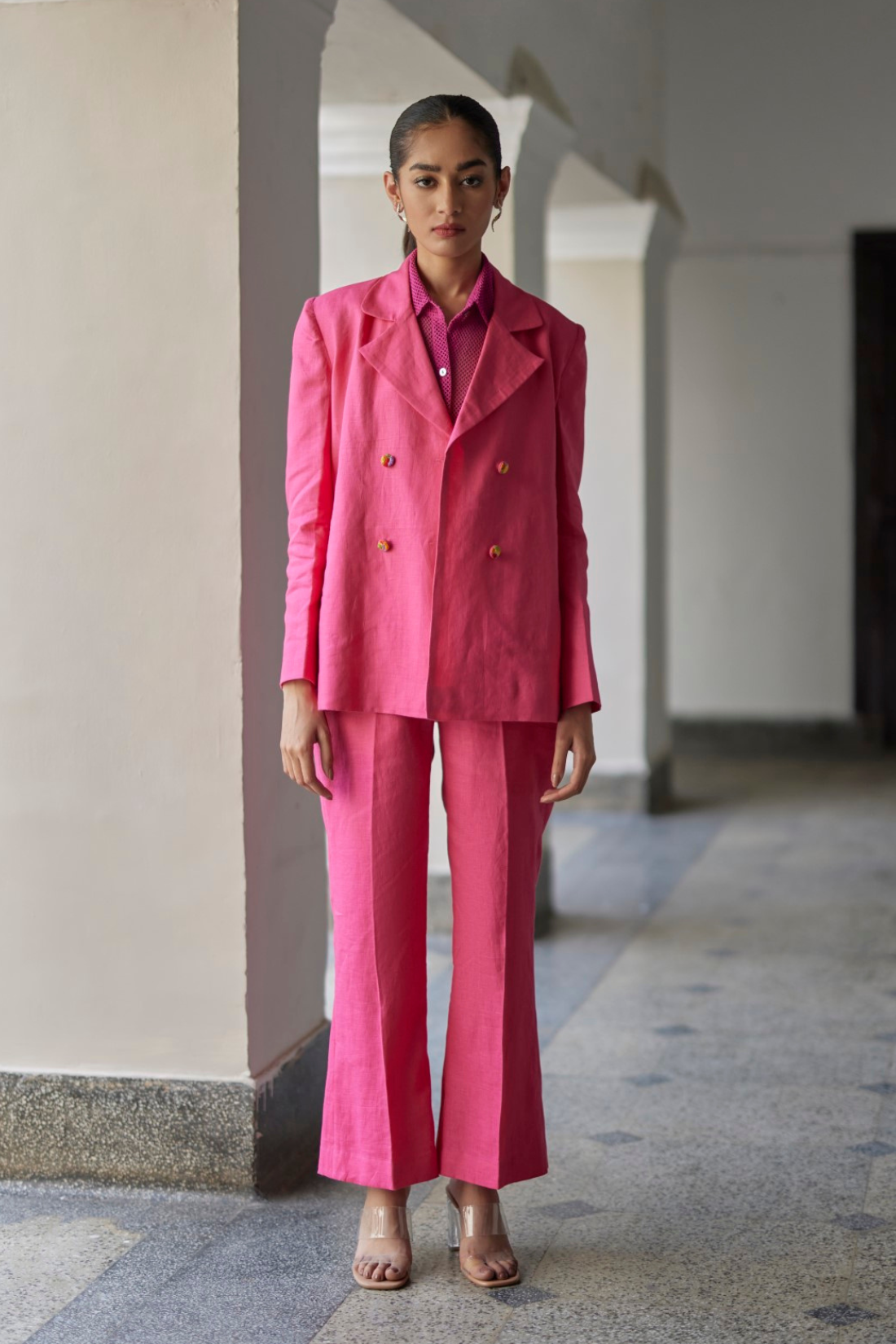 Pink Coronation Linen Jacket Set