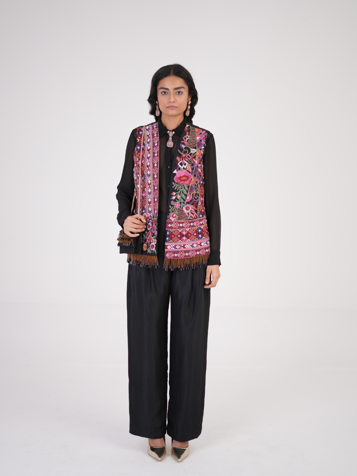 opulent silk pleated pants