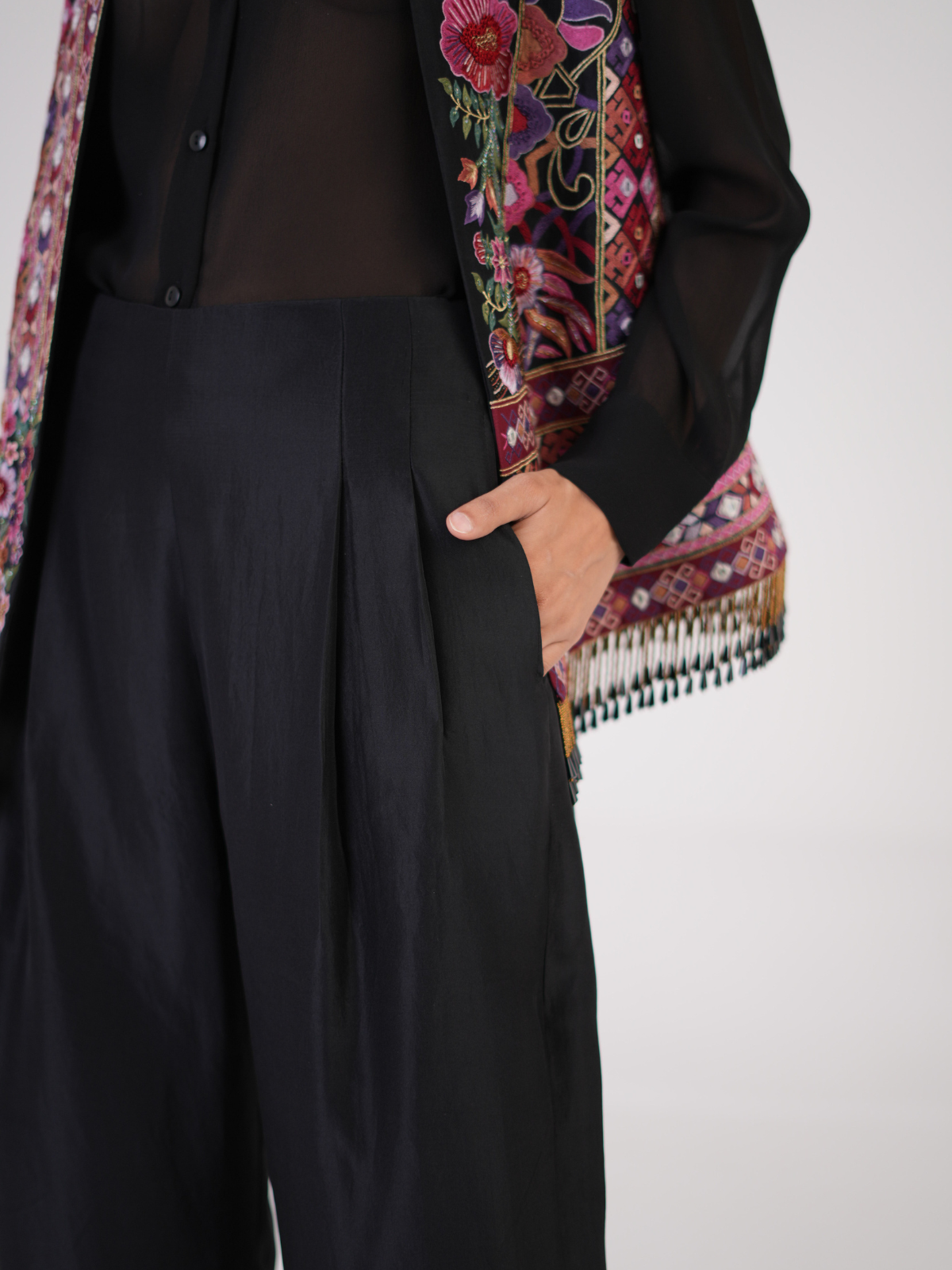opulent silk pleated pants