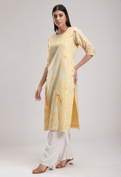 Yellow Signature Sky Marble Kurta, BeTrue, Be True