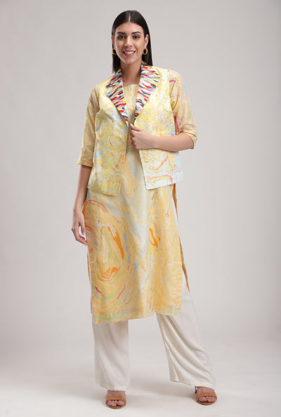 Yellow Signature Sky Marble Kurta, BeTrue, Be True