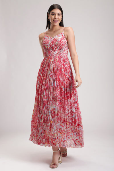 Red Marbled Beauty, Marble fabric handcrafted in silk chiffon with multicolours, BeTrue, Be True