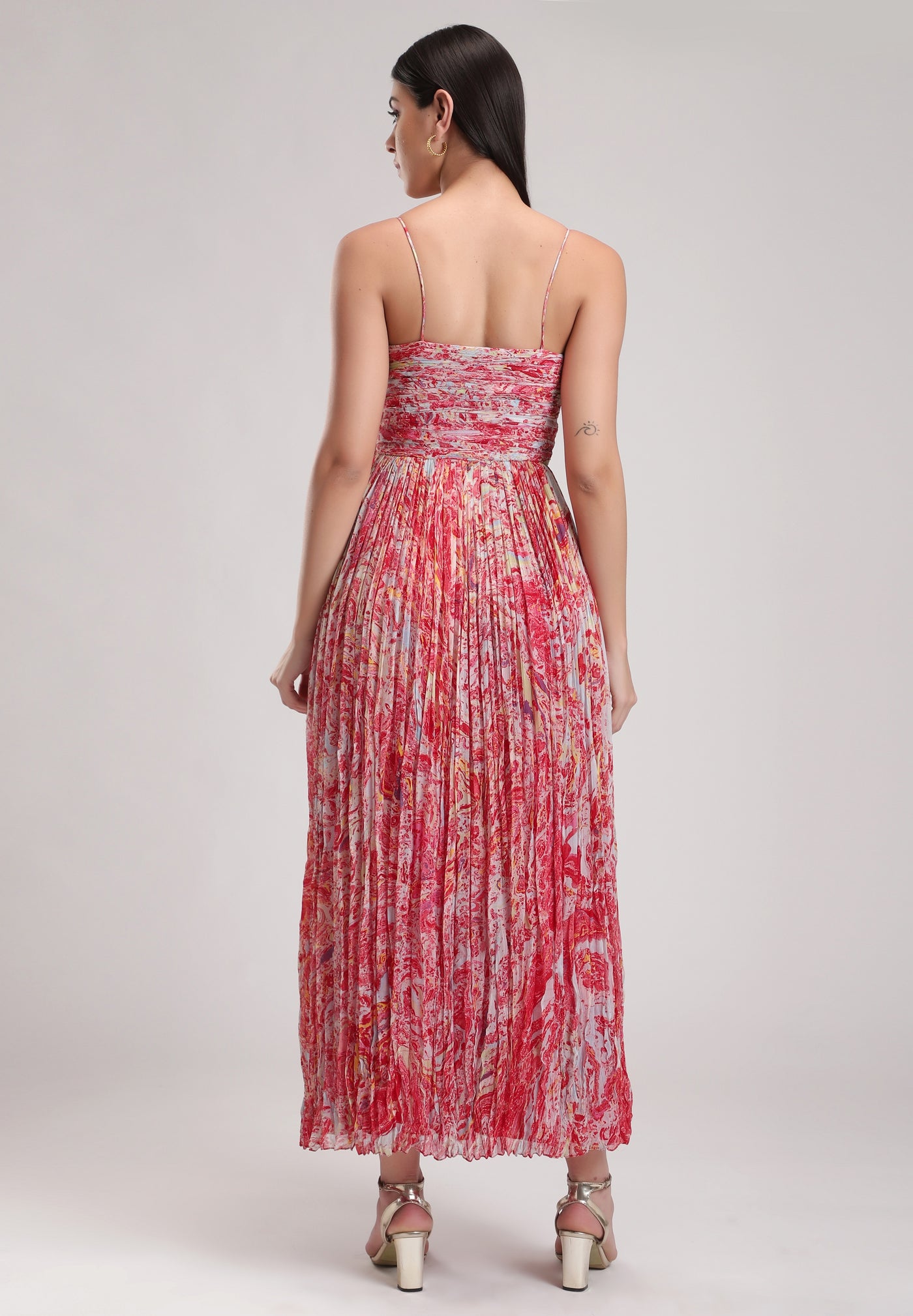 Red Marbled Beauty, Marble fabric handcrafted in silk chiffon with multicolours, BeTrue, Be True