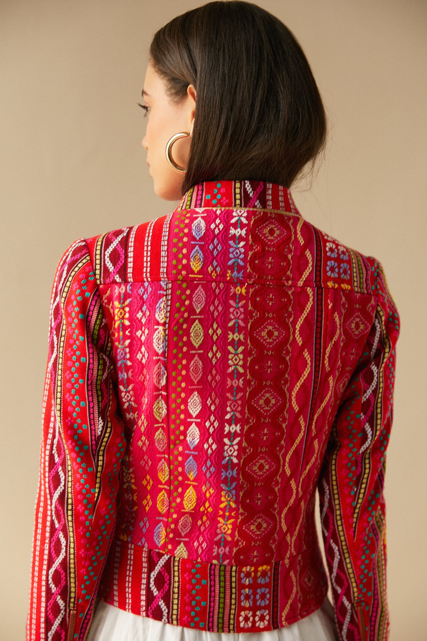 Cros - Stitch Bomber, This vibrant jacket is beautifully embroidered with ribbon flowers, The short double breasted style is cute and sophisticated, BeTrue, Be True