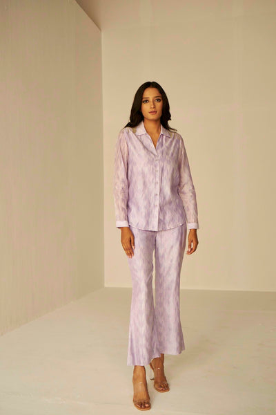 Lilac- Bliss Shibori Shirt And Pants Set, exclsive hand dyed shibori, BeTrue, Be True