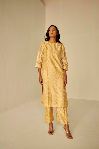 Beige Gold- The Rehmat Trench With Kurta And Pant Set, BeTrue, Be True