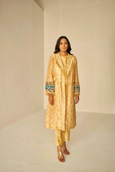 Beige Gold- The Rehmat Trench With Kurta And Pant Set, BeTrue, Be True