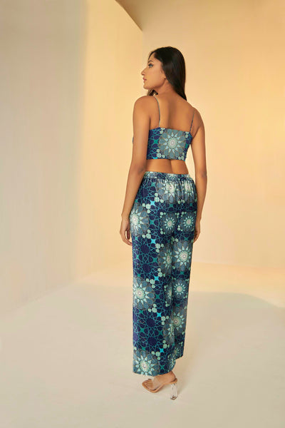 Blue Tashkent print bustier and pants set, BeTrue, Be True