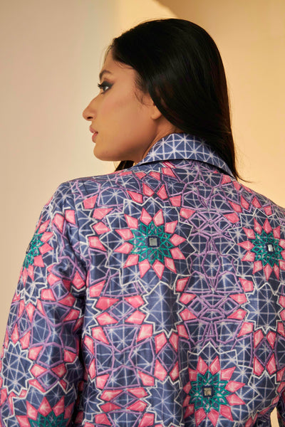 Blue Sufi jacket, Appliqué embroidery on front back and sleeves, jacket, BeTrue, Be True