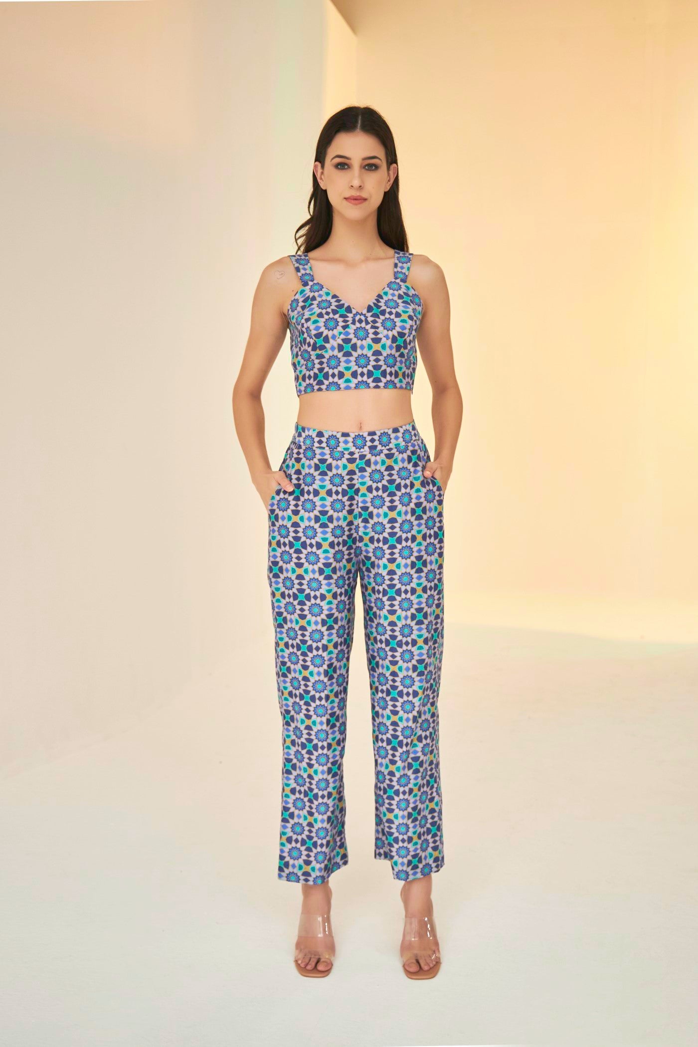 Lilac Kokand print bustier and pants set, BeTrue, Be True