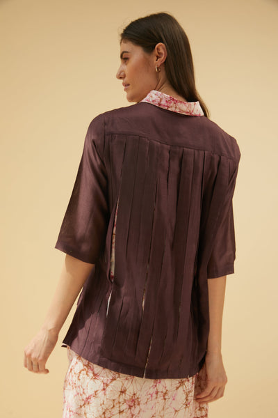 Basic Pleat Shirt, pleated skirt in a Multi hue silk marbled fabric, 100% Chanderi Silk, BeTrue, Be True