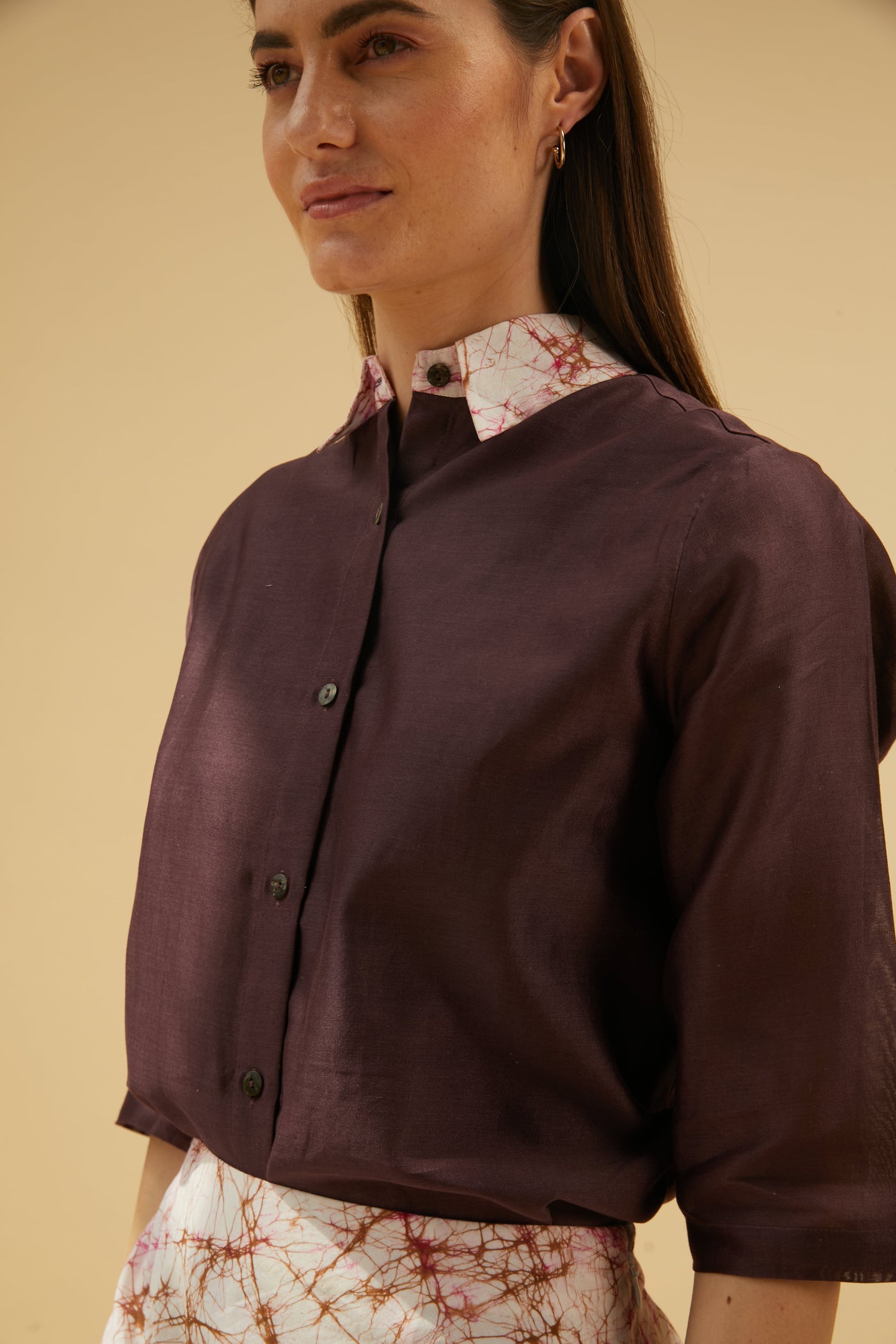 Basic Pleat Shirt, pleated skirt in a Multi hue silk marbled fabric, 100% Chanderi Silk, BeTrue, Be True